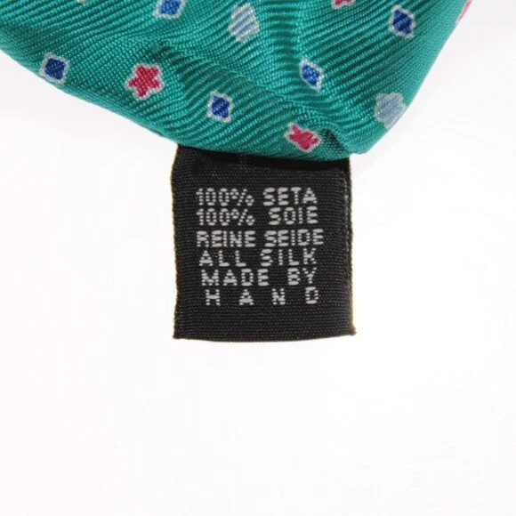 Drake's NWT Neck Tie in Teal Green with Red & Blue Geometric Pattern 100% Silk